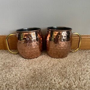 Copper Moscow Mule Mugs with Gold Handles